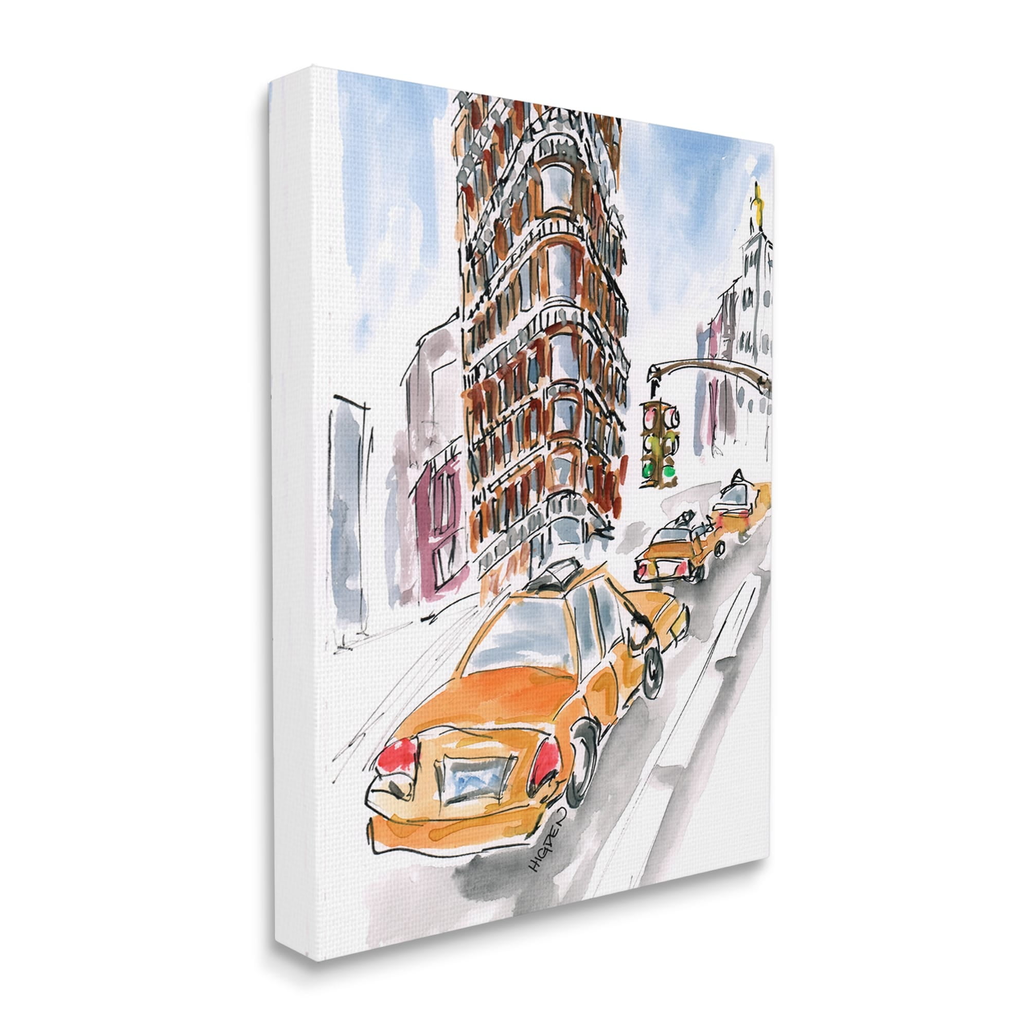 Stupell Industries City Taxis Modern Painting Town & City Painting Gallery Wrapped Canvas Print Wall Art