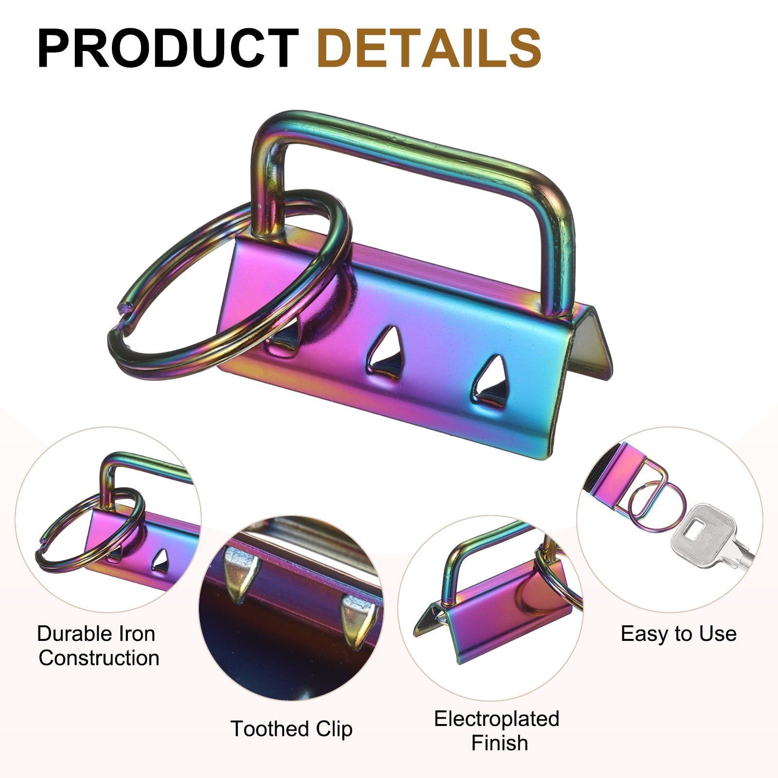 Uxcell 30 Pcs Key Fob Hardware, 1.3in 32mm Wristlet Clasp Sets with Key Rings for Keychain Making Supplies Lanyards Bag DIY Crafts, Colorful