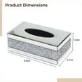 thumbnail image 4 of Luxury Glass Tissue Box Holder, Shiny Silver Modern Decor with Oval Opening for Living Room & Bathroom, Easy to Clean Rectangular Dispenser, 4 of 5