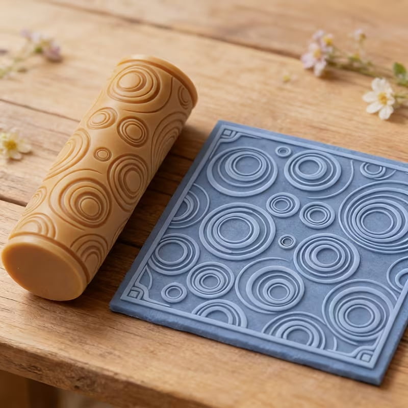 Artistic Swirl Textured Embossed Polymer Clay Roller - Ceramic Sculpture Texture Design Tool for Valentine's Day, Easter and Spring Art Creations