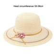 thumbnail image 5 of Summer Lady Hat Large Brim Breathable Fake Flower Decor Lightweight Sun Anti UV Vacation Beach Sun Hat Travel Outdoor Cap, 5 of 8