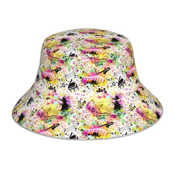 Bingfone Retro Musical Bucket Hat for Men Women,Packable Reversible Printed Sun Hats,Fisherman Outdoor Travel Hiking Beach Caps