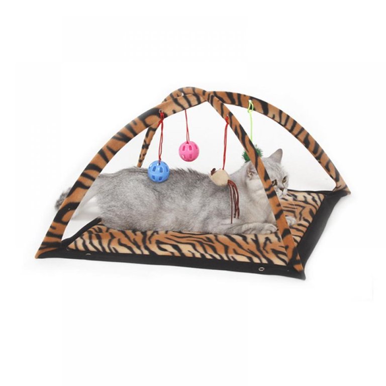 GETFIT Portable Pet Cat Activity Play Mat Twist & Fold Activity Gym & Play  Mat,Cat Toys Activity Tent Exercise Play Soft Bed Mat With Hanging Toy 