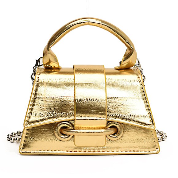 Monedero FALETO Mini Gold de cuero vegano para mujer Y2K