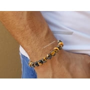 Tiger's Eye Bracelet - 8mm Beaded Stretch Bracelet and Healing Stones