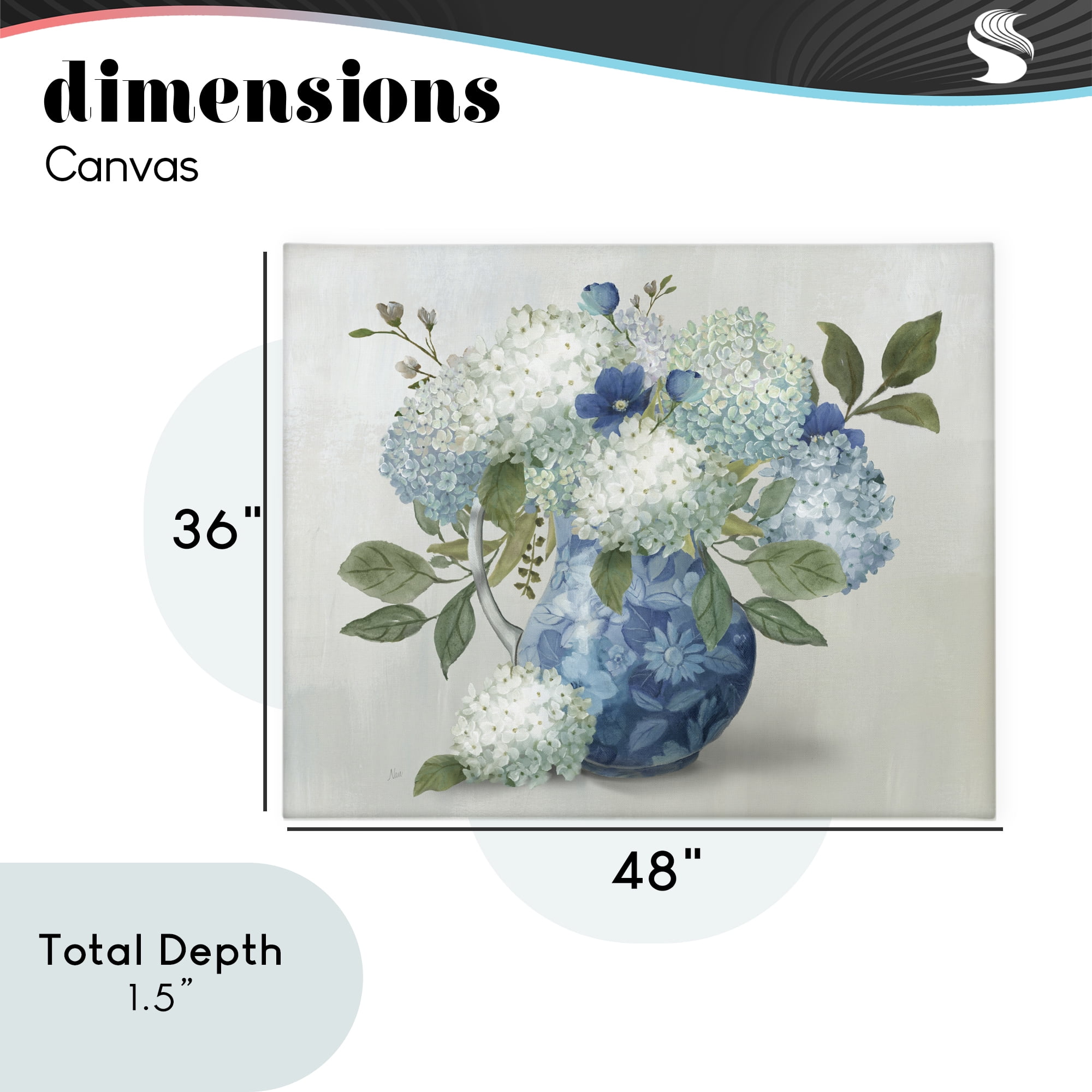 Stupell Industries Ornate Vase with Hydrangeas Canvas Wall Art, design by Nan