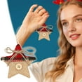 thumbnail image 2 of 4-Pack Burlap Christmas Ornaments Set - Rustic Farmhouse Star, Mitten, Tree & Stocking Hangers with Red Gingham for Holiday Decor (8cm/3.15in), 2 of 6