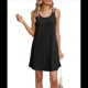 thumbnail image 1 of Vestido de Verano Sin Mangas con Cuello Redondo y Tirantes Finos con Bordado de Ojales para Mujer Negro S, 1 of 10