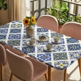 thumbnail image 3 of Bohemia Style Table Cloths for 3 Foot Rectangle Tables, Abstract Middle Century Aztec Pattern Blue Patio Waterproof Elastic Fitted Tablecloths, Washable Rectangular Table Cover for Camping, 3 of 8