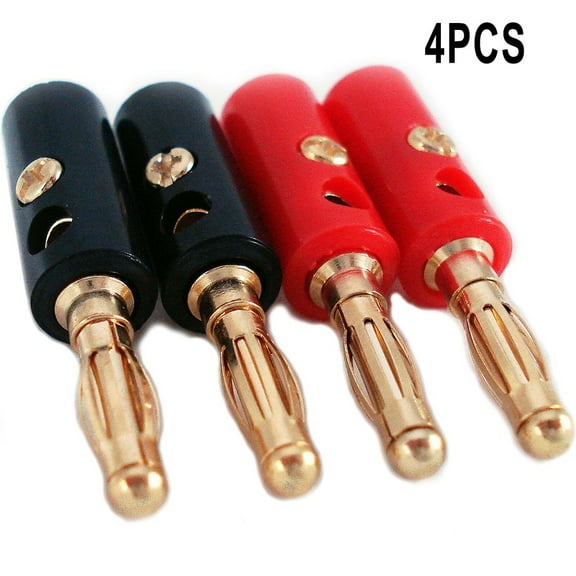 High Quality 4Mm Banana Plug Male Connector Gold Audio Speaker Wire Cables 4Pcs