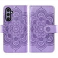 thumbnail image 6 of Compatible with Samsung Galaxy S24 Plus/S25 Plus S24+ S25+ 5G Wallet Phone Case and Tempered Glass Screen Protector Flower Faux Leather Flip Credit Card Holder Stand Zipper Cell Cover Women Purple, 6 of 9