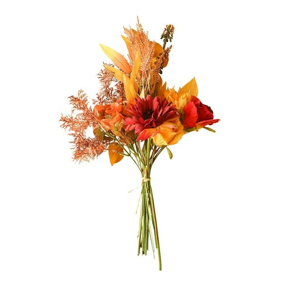 Artificial Flowers Silk Bouquets Flowers Orange Fall Floral Arrangement Centerpieces for Home Wedding Garden Party Vase Table Autumn Decoration