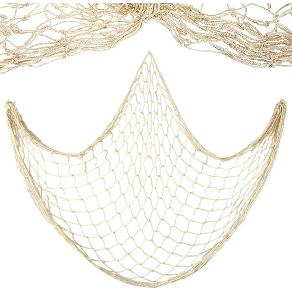 Natural Fish Net Decorative, Beach Themed Fish Net Decorations for Pirate, Mermaid, Beach Party Home Bedroom Decorate