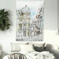 thumbnail image 3 of Medieval Decor Wall Hanging Tapestry, Pale Sketch Design of Middle Age Renaissance Building in European Old Town Cityscape, Bedroom Living Room Dorm Accessories, 60 X 80 Inches, by Ambesonne, 3 of 5
