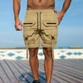 thumbnail image 2 of Yuzhih Men's Outdoor Lightweight Hiking Shorts Solid Color Drawstring Sports Casual Shorts Knee Length Cargo Shorts, 2 of 6
