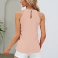 thumbnail image 2 of SWSMCLT Women's Chiffon Blouse Sparkle High Neck Summer Casual Sequin Sleeveless Shirt Ruched Slimming Fashion Tank Top Pink Small, 2 of 4