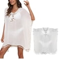 thumbnail image 2 of PEASKJP Robe de Plage Cover Ups pour Femmes avec Imprimé, Blanc A, 2 of 5