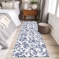 thumbnail image 5 of 2x6 Kitchen Runner Rug, Blue Flower Non-Skid Rubber Backing Large Rectangle Rugs - Living Room Bedroom Home Office, Spring Leaf Vintage Farmhouse Boho Plant Indoor Floor Mat Carpets Washable Rug, 5 of 9