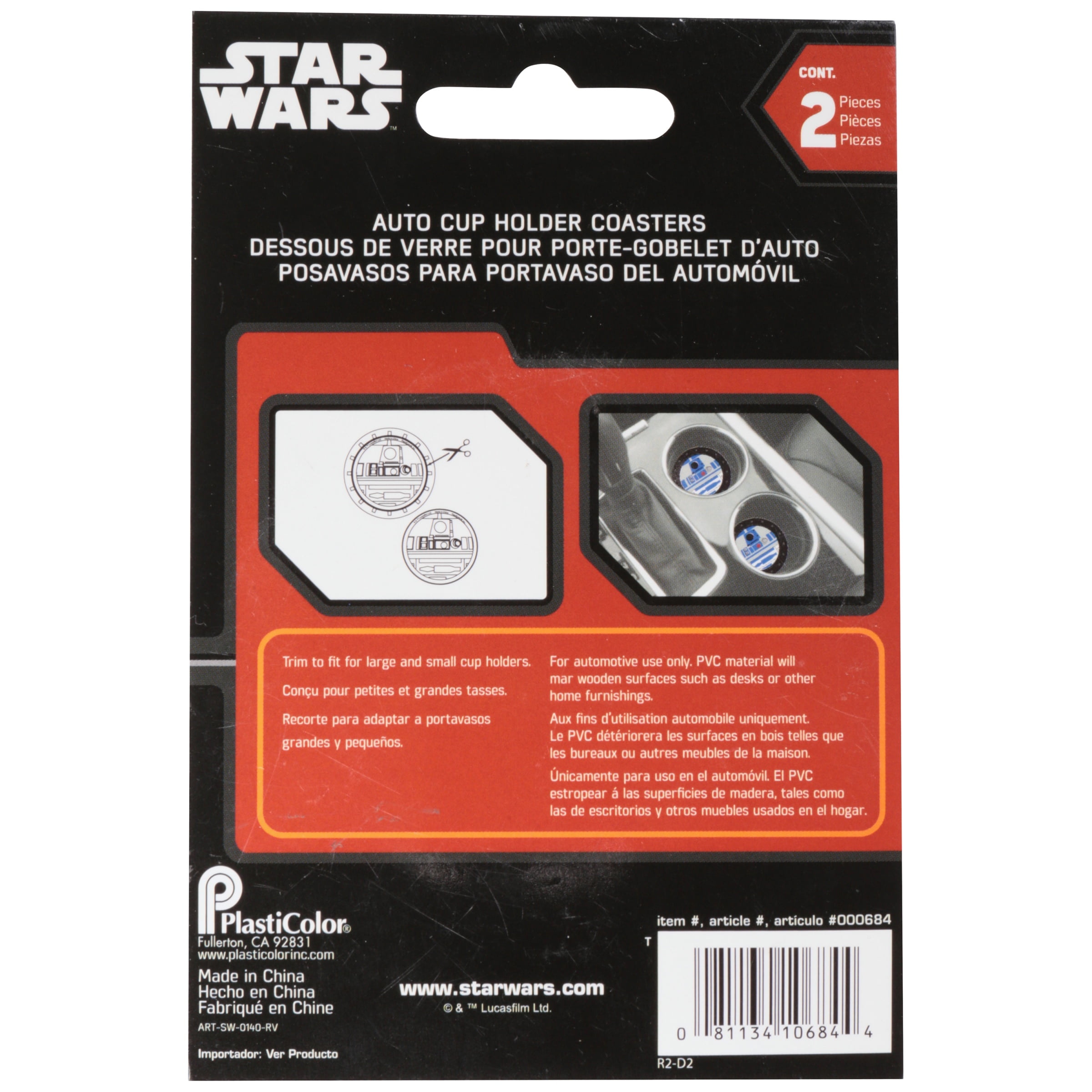  Plasticolor 000684R01 Star Wars R2D2 Auto Cup Holder Coaster  for Car Truck SUV 2-Pack : Home & Kitchen