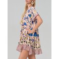 thumbnail image 5 of Elippeo Womens Summer Babydoll Dress Bohemian Floral Print Short Sleeve V-Neck Flowy Dress with Pockets, 5 of 6