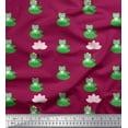 thumbnail image 1 of Soimoi Rayon Crepe Fabric Lotus & Frog Kids Fabric Prints by Yard 46 Inch Wide, 1 of 1