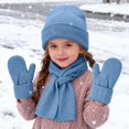 thumbnail image 2 of CPNG Girls Winter Warm Beanie Hat Scarf Gloves Set, Warm Fleece Knitted Pompom Hat with Pom Pom Neck Warmer Long Scarf Touchscreen Gloves, 2 of 5
