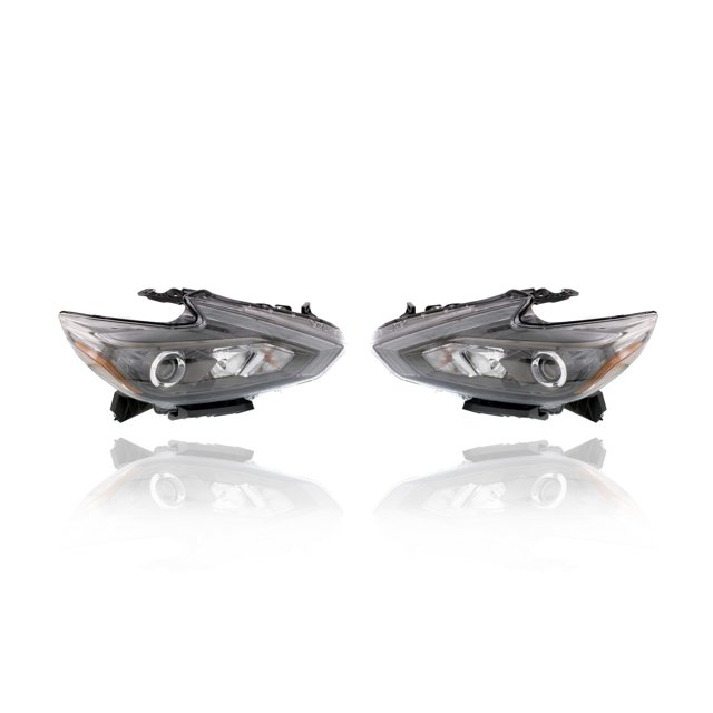 Headlight Assembly - Cooling Direct Fit/For 260109HS4A, 260609HS4A 16-18 Nissan Altima Sedan - Halogen With Smoke Bezel (Without LED Daytime Running Light), Pair Left Driver + Right Passenger Set, NSF