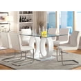 thumbnail image 2 of Newboti Furniture Set of 2 Padded White Leatherette Side Chairs with L-Shape Leg in Chrome Finish 12443, 2 of 5