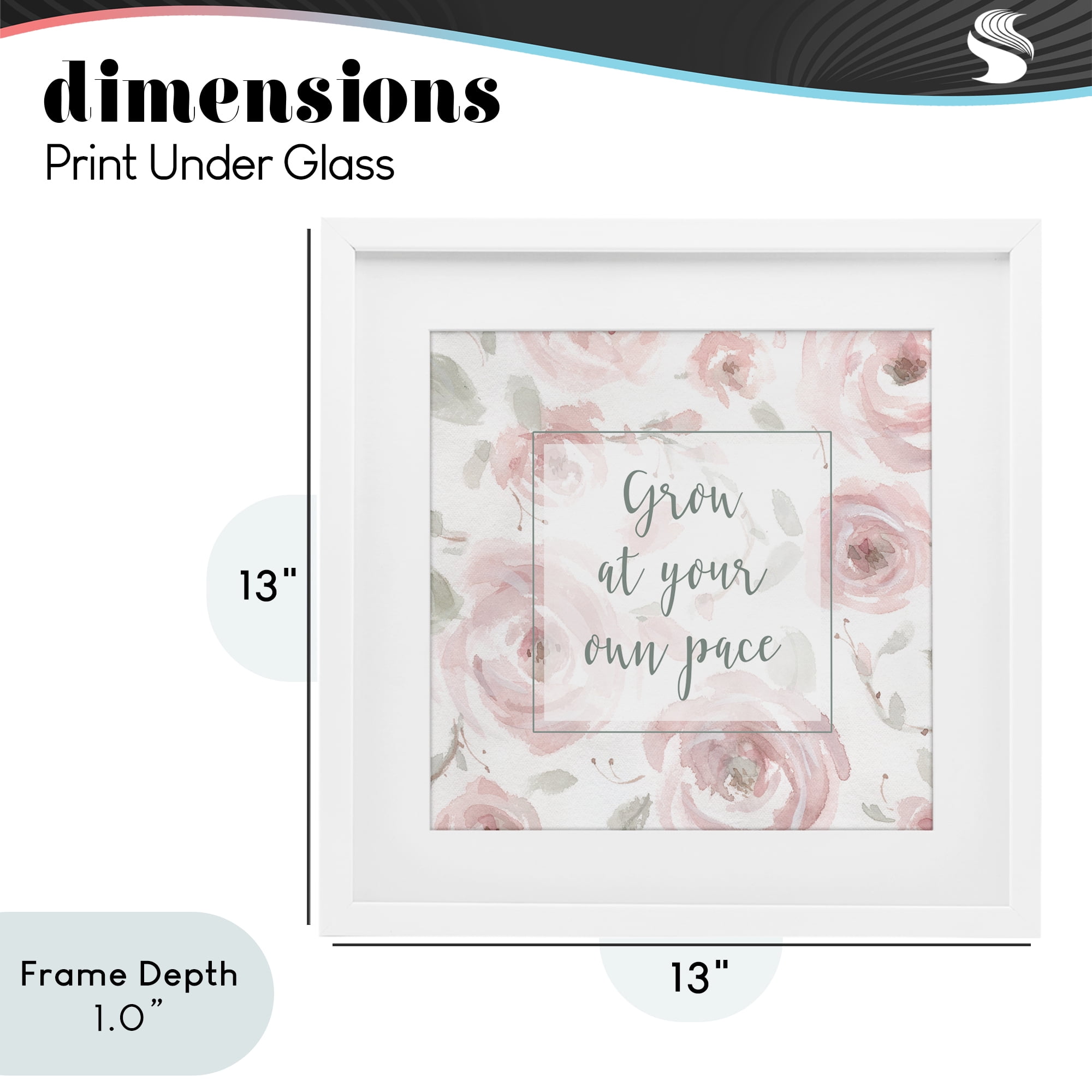 Stupell Industries Grow at Your Pace Florals White Framed Print Under Glass, design by Carol Robinson