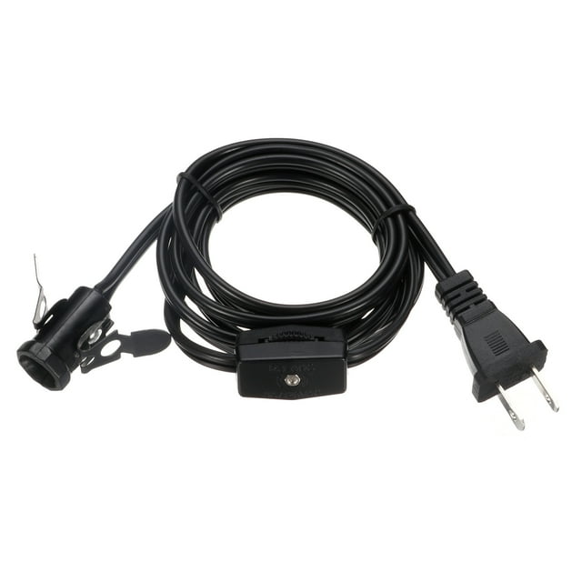 Uxcell 1Pcs 6FT 18AWG Single Light Replacement Clip in Lamp Cord with Switch, Black