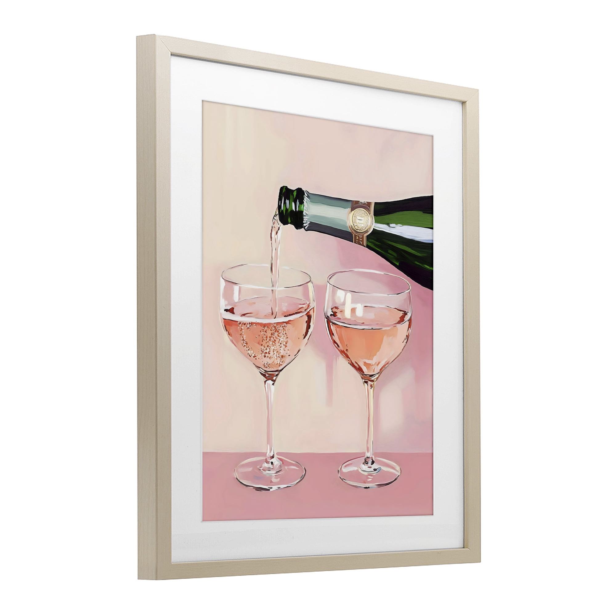 Stupell Industries Pink Champagne Toast for Two Birch Framed Print Under Glass, design by The Prints Vibe