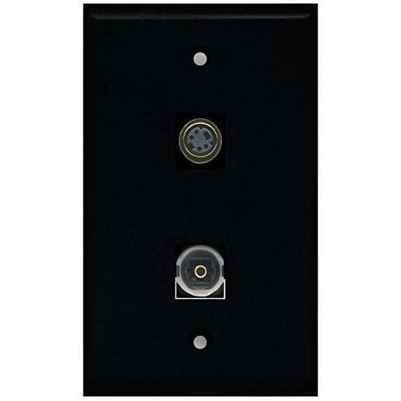 RiteAV - Black 1 Port S-Video 1 Port Toslink Wall Plate