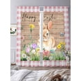 thumbnail image 3 of Happy Easter Bunny Sheer Curtains 96 Inch Length 2 Panels for Living Room, Spring Floral Wooden Pink Plaid Voile Kitchen Curtain Set, Luxury Privacy Drapes Window Treatment for Bedroom, 3 of 7