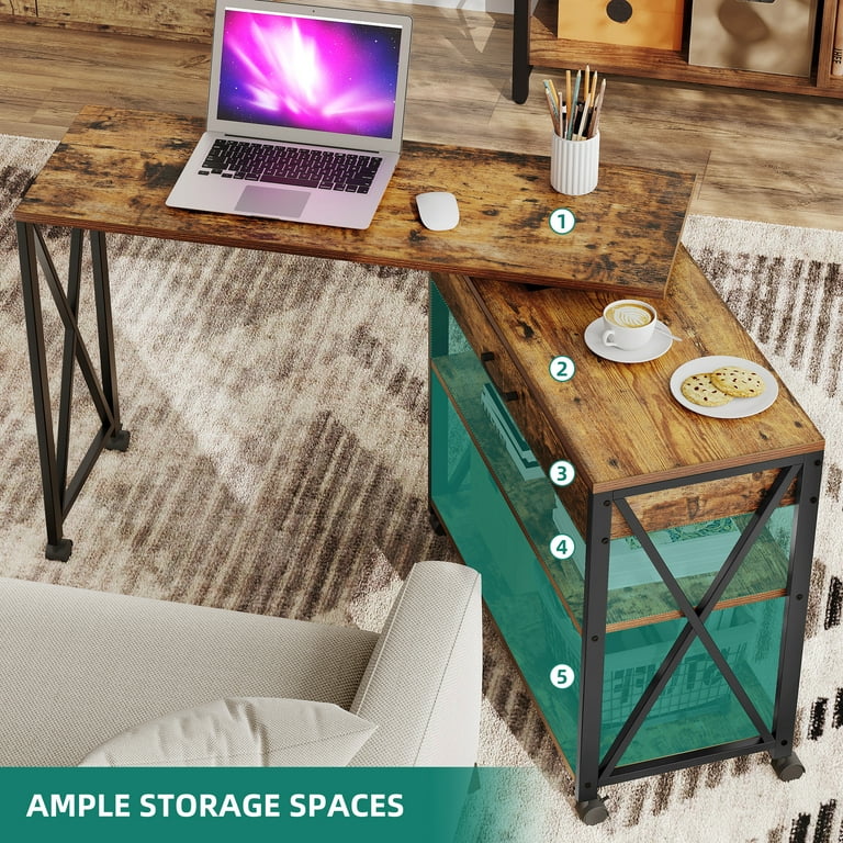 DWVO 360° Free Rotating Sofa Side Table, Mobile Couch Desk with