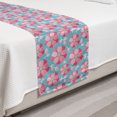 thumbnail image 2 of Blue and Pink Bed Runner, Abstract Petals and Leaves, Decorative Accent Bedding Scarf for Hotels Homes and Guestrooms, Twin, Sea Blue Pink, by Ambesonne, 2 of 2