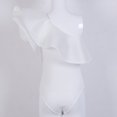 thumbnail image 3 of Gupgi Women Off One Shoulder Ruffled Jumpsuit Solid Color Slim Fit Bodysuit, 3 of 4