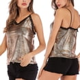 thumbnail image 1 of Chaleco de empalme de lentejuelas camisola con tirantes finos y tirantes de tirantes de moda con ribete de encaje 1XL Salvador Cami camisetas sin mangas con adornos de encaje, 1 of 10