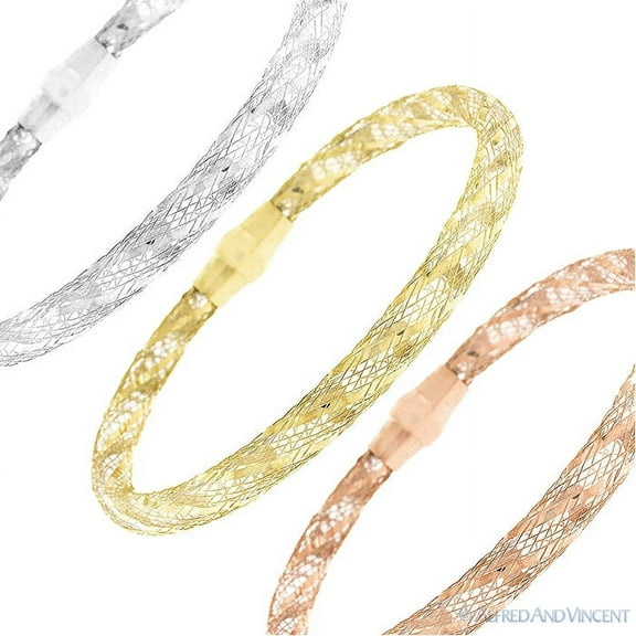 5.8mm Diamond-Cut Detailed Italian Bangle w/ Magnetic Lock in .925 Sterling Silver