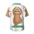 thumbnail image 2 of Disketp Men's Hawaiian Cute Sloth In Yoga Pose Tree Print Shirts Button Down Holiday Beach Shirts-4X-Large, 2 of 7