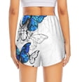 thumbnail image 4 of Xecao's Blue Flying Butterflies for a double-layer running short for women, perfect for gym, tennis, and more, featuring a convenient pocket., 4 of 9