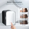 thumbnail image 5 of Auseo Mini Personal Fridge Cooler, LED Lighted Mirror, 4L Capacity Portable, Makeup and Skincare - AC/DC Refrigerator, Car, Office Desk & Dorm - Chills 6 Cans, Black, 5 of 8