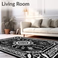 thumbnail image 2 of ODIKA 5'x7' Machine Washable Non-Slip Area Rug, Medallion Trellis Vintage Inspired Artistic Decorative Flooring High Traffic Rug with Pad, Black, 529636, 2 of 8