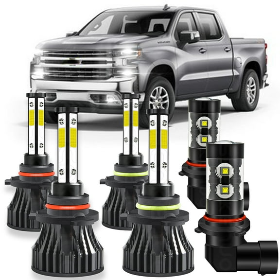 BMZONCC for Chevy Silverado 1500 2500 HD 2003-2005 2006 LED Headlights Fog Lights Bulbs