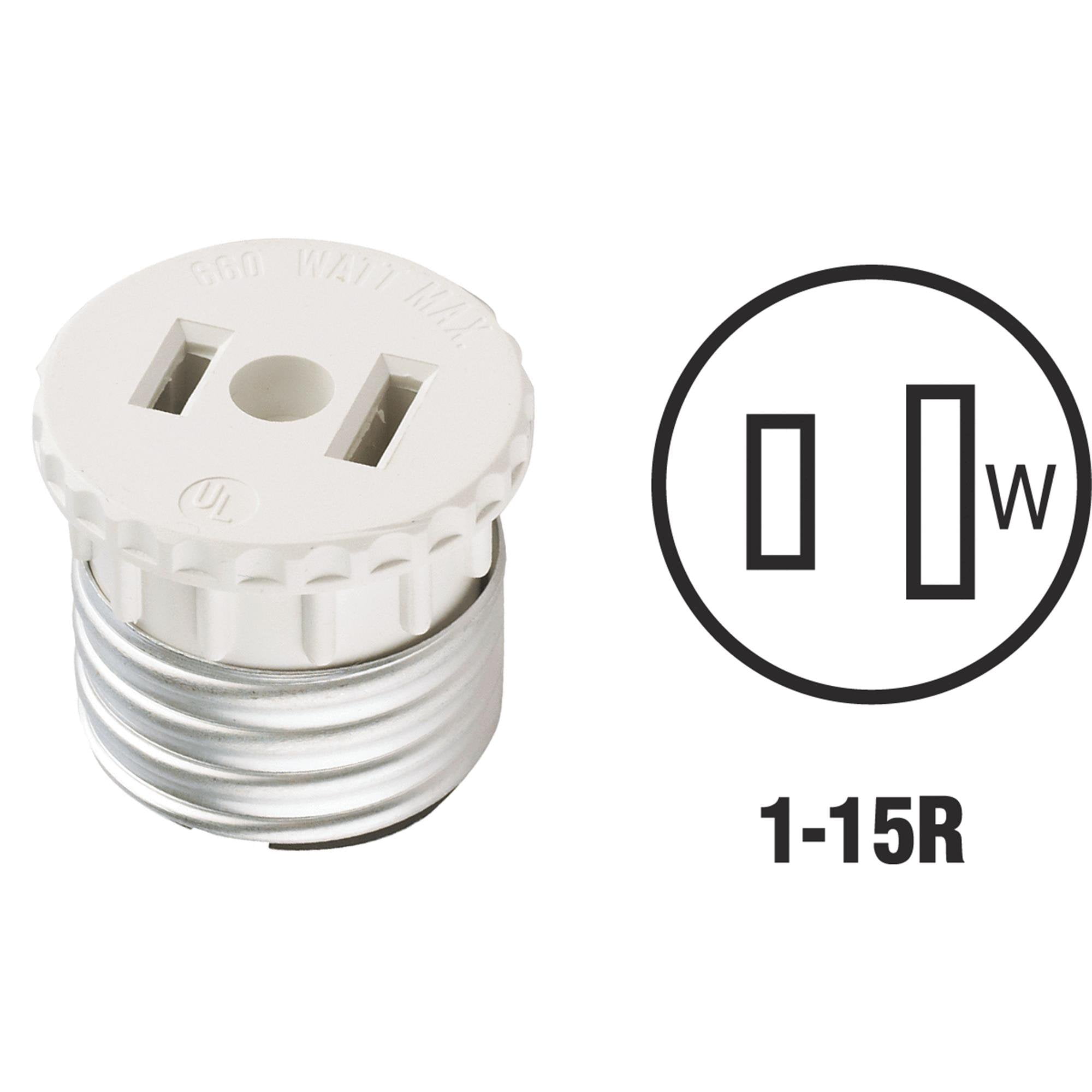 660 Watt 2-Wire Leviton 125 15 Amp 2-Pole Socket To Outlet Adapter 125 Volt
