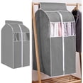 thumbnail image 4 of Cubierta para perchero colgante, 2 paquetes, material no tejido con ventanas de PVC transparente, (gris),60 * 48 * 120 CM, 4 of 5