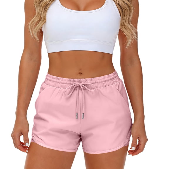 Admvng Women's 2-in-1 Running Shorts Drawstring Elastic Waist Summer Pants with Zipper Pockets