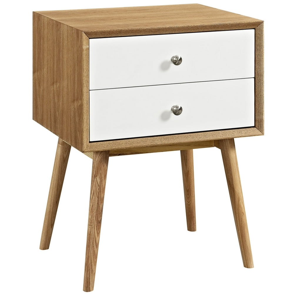 Modà Modern Contemporary Urban Design Bedroom Nightstand, White, Wood