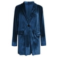 thumbnail image 5 of Solid Velvet Blazers Jackets for Women Business Casual Oversized Long Suit Jacket Dressy Cardigan Blazer Work Office Navy XL, 5 of 5