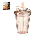 thumbnail image 2 of Moyic Taza de café linda de 320 ml Taza de té de leche transparente simple portátil con pajita Taza de doble capa Taza de agua sellada a prueba de Mostrada Naranja Moyic HA027885-02, 2 of 6