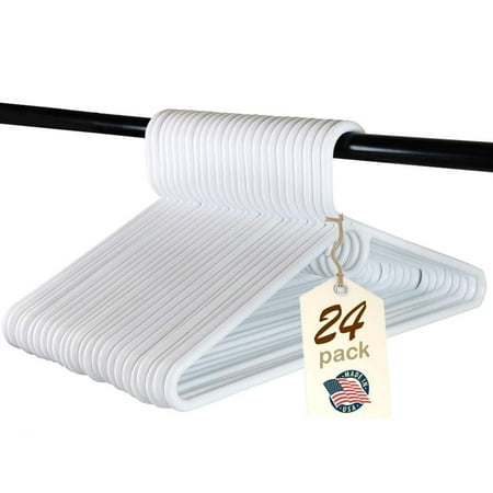 Reef Hanger - Heavy Duty White Plastic Tubular Hangers, Adult Size, Set of 24 Made in The USA (Heavy Duty)